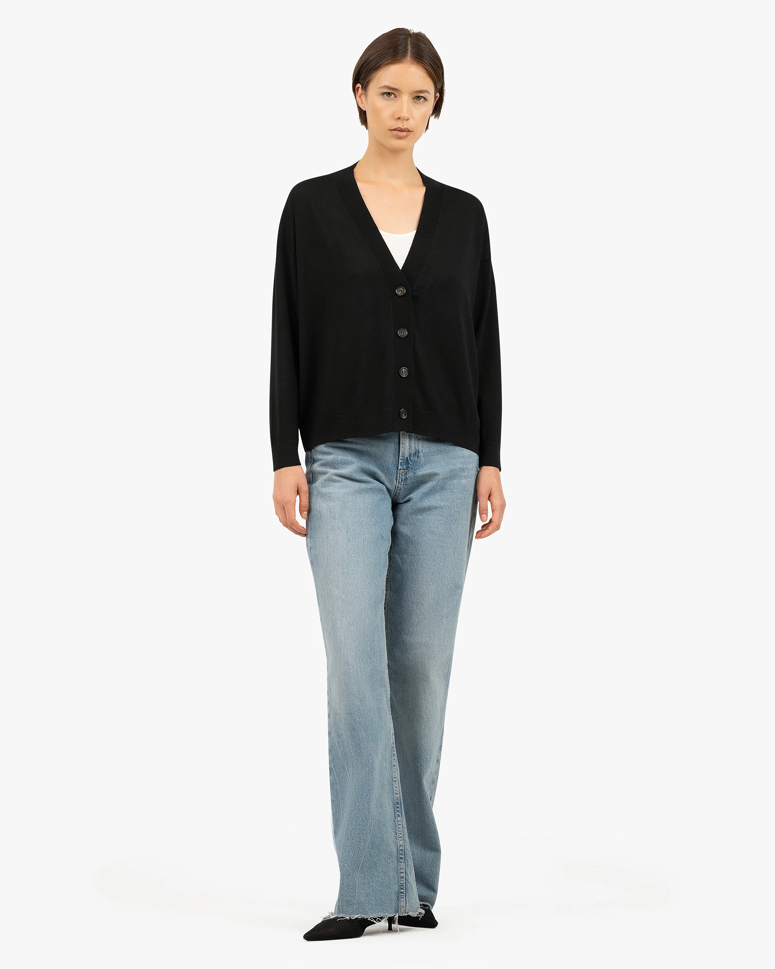 Seraphine Maxi Cardigan - Black Merino Superfine