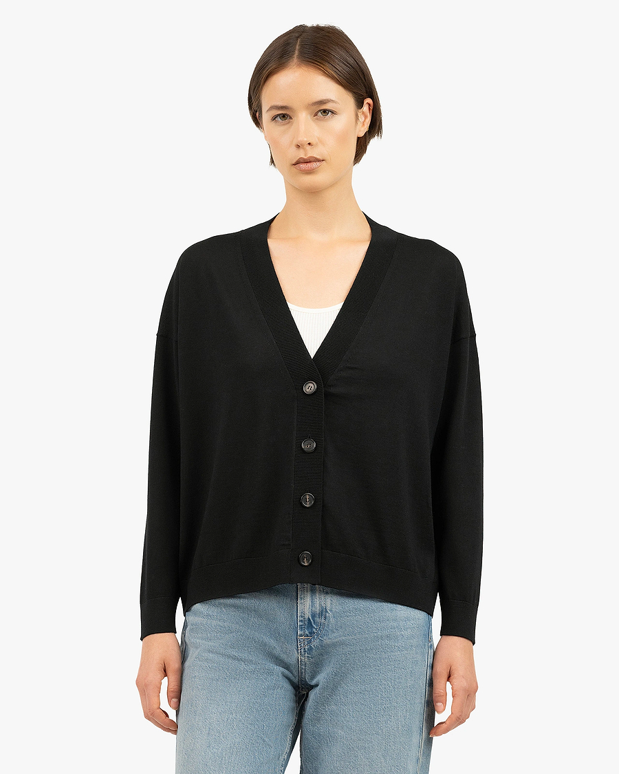 Seraphine Maxi Cardigan - Black Merino Superfine