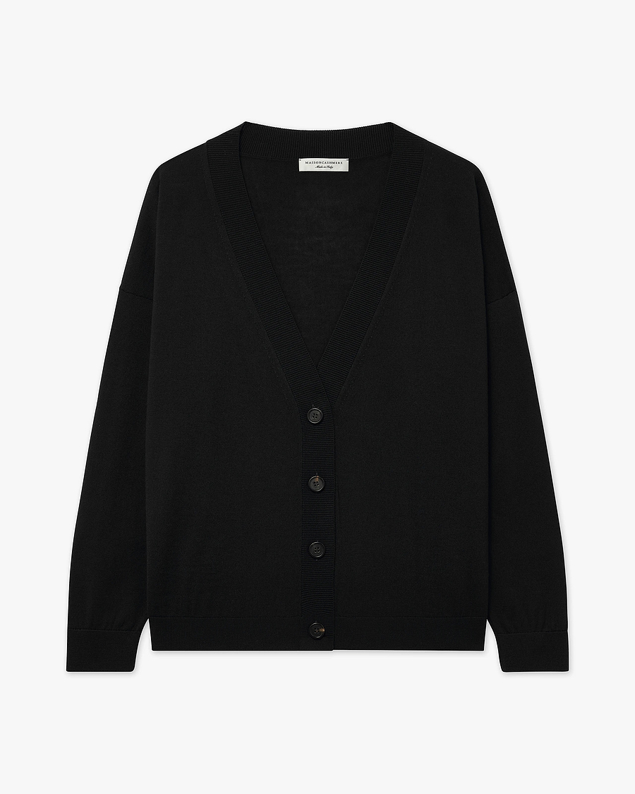 Seraphine Maxi Cardigan - Black Merino Superfine