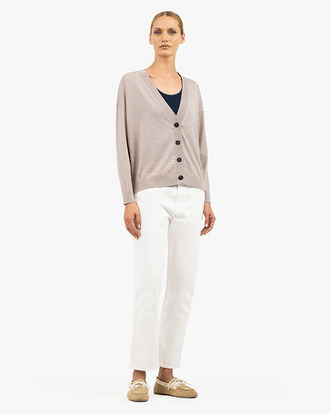 Seraphine Maxi Cardigan - Beige Merino Superfine