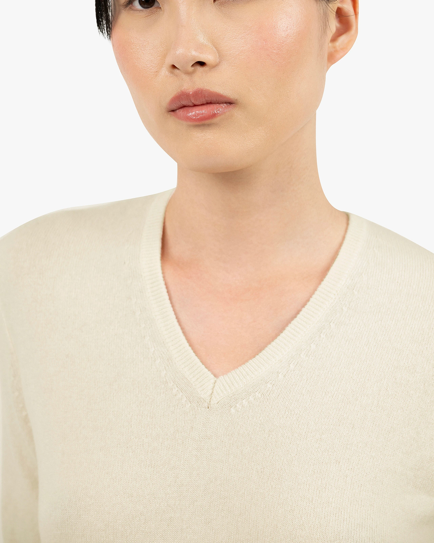 Women's Florenz V-Neck Sweater - White Cashmere