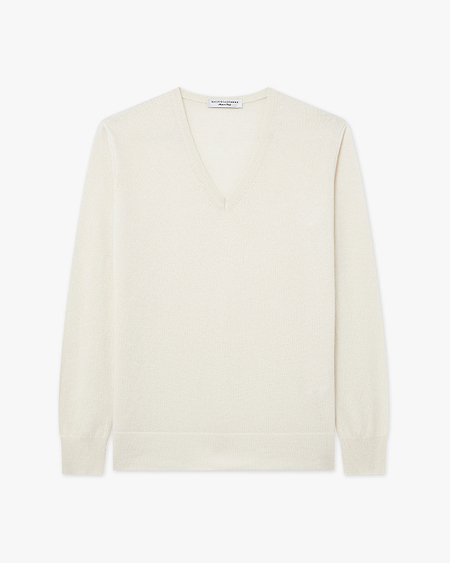 Women's Florenz V-Neck Sweater - White Cashmere