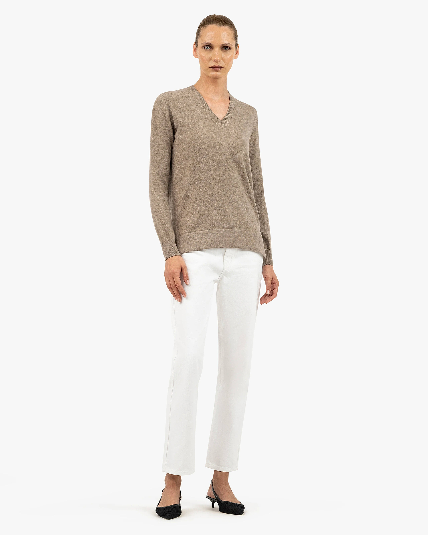 Women's Florenz V-Neck Sweater - Taupe Cashmere
