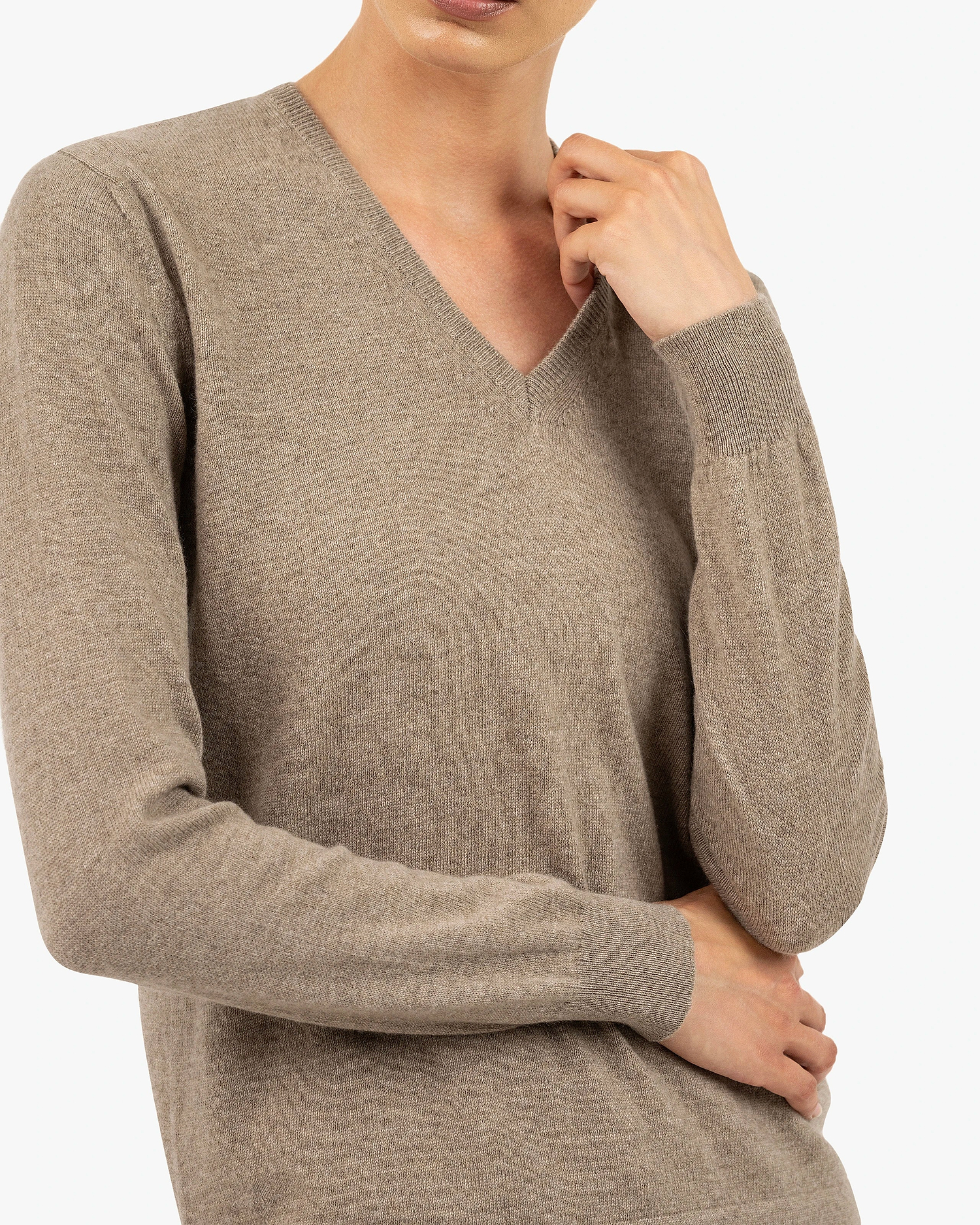 Women's Florenz V-Neck Sweater - Taupe Cashmere