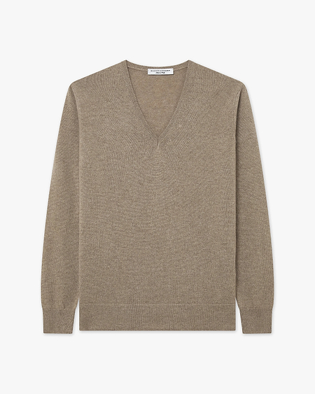 Women's Florenz V-Neck Sweater - Taupe Cashmere