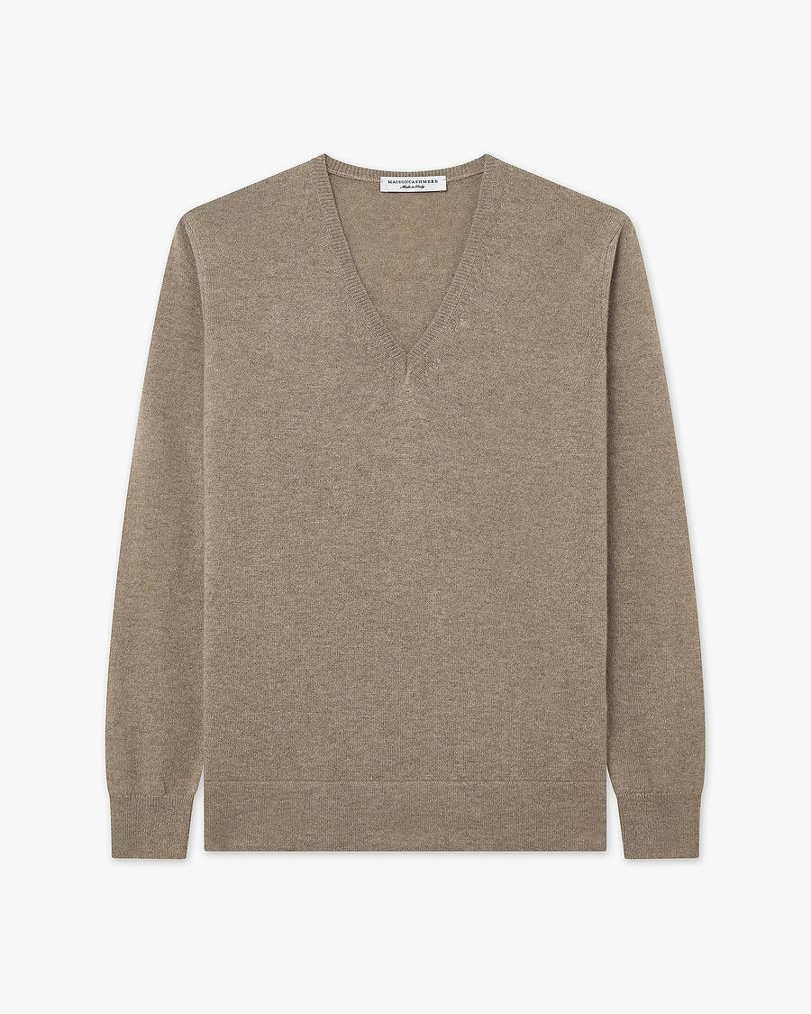 Women's Florenz V-Neck Sweater - Taupe Cashmere