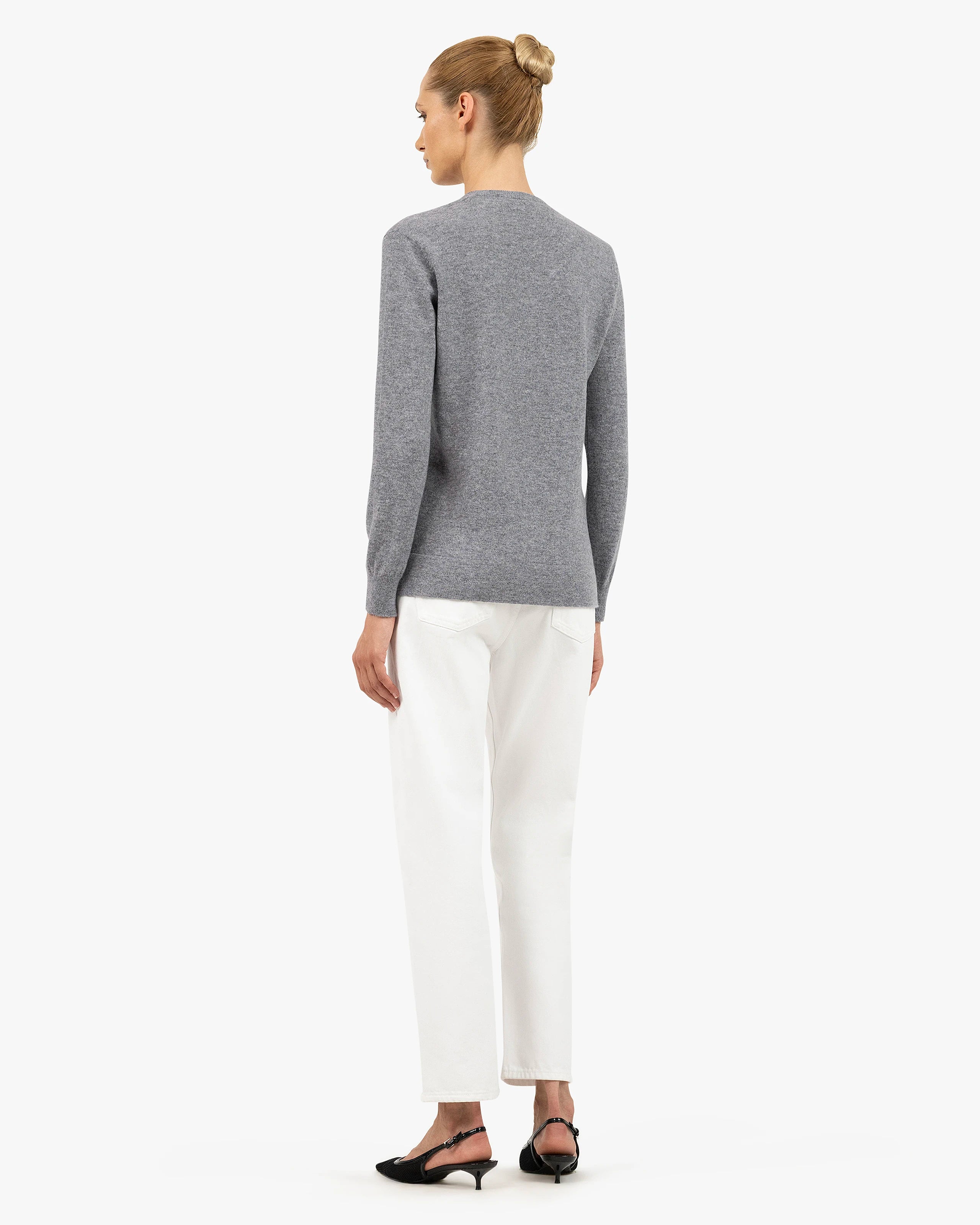 Women's Florenz V-Neck Sweater - Medium Grey Cashmere