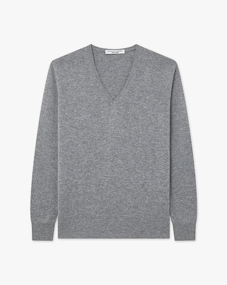 Women's Florenz V-Neck Sweater - Medium Grey Cashmere