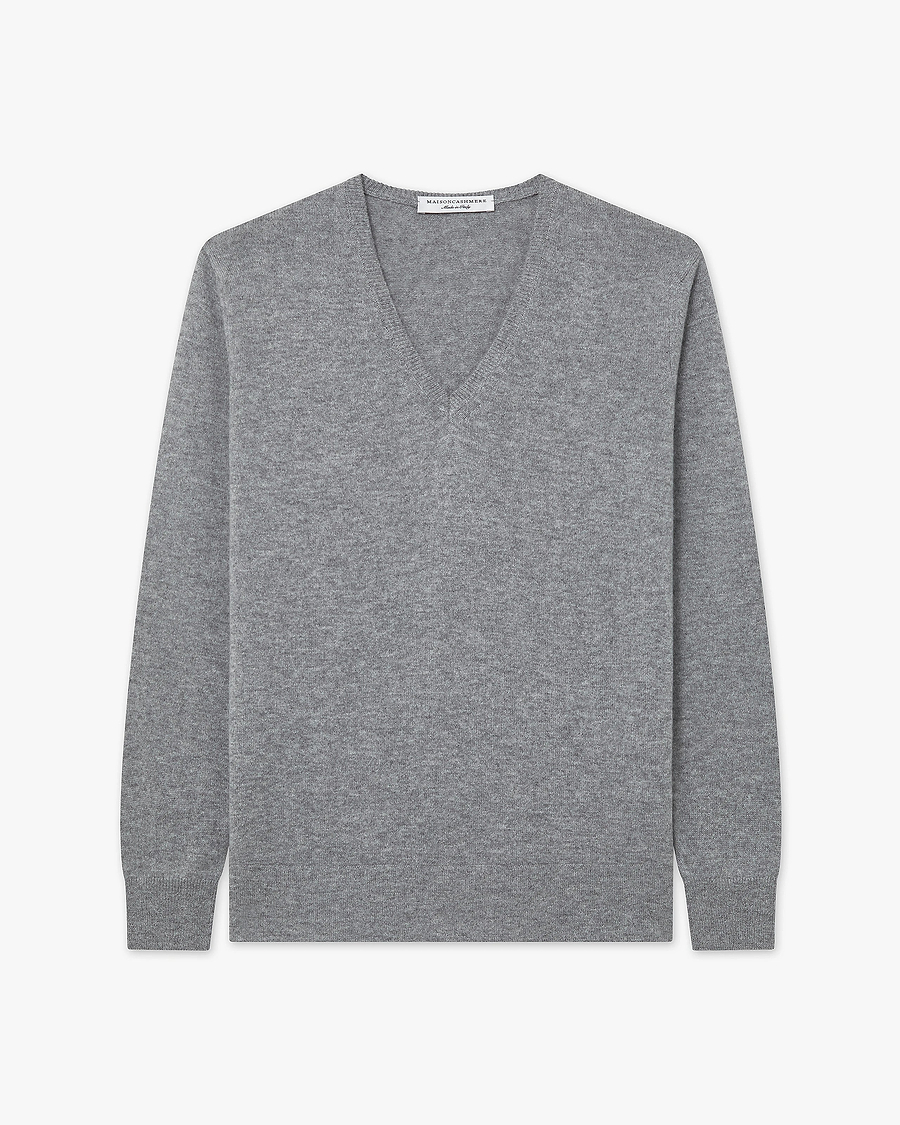 Women's Florenz V-Neck Sweater - Medium Grey Cashmere