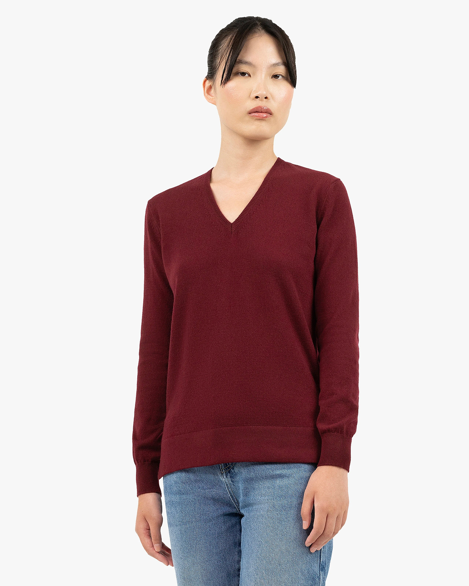 Women's Florenz V-Neck Sweater - Bordeaux Cashmere