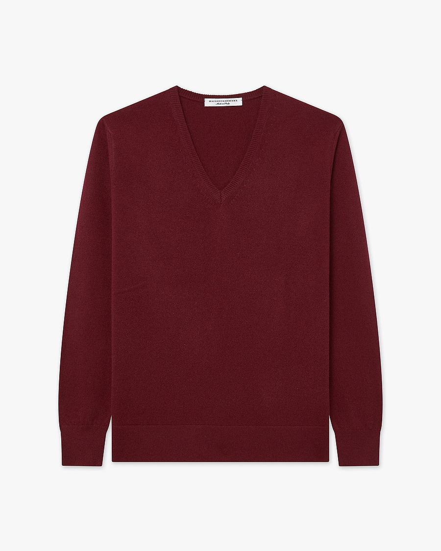 Women's Florenz V-Neck Sweater - Bordeaux Cashmere