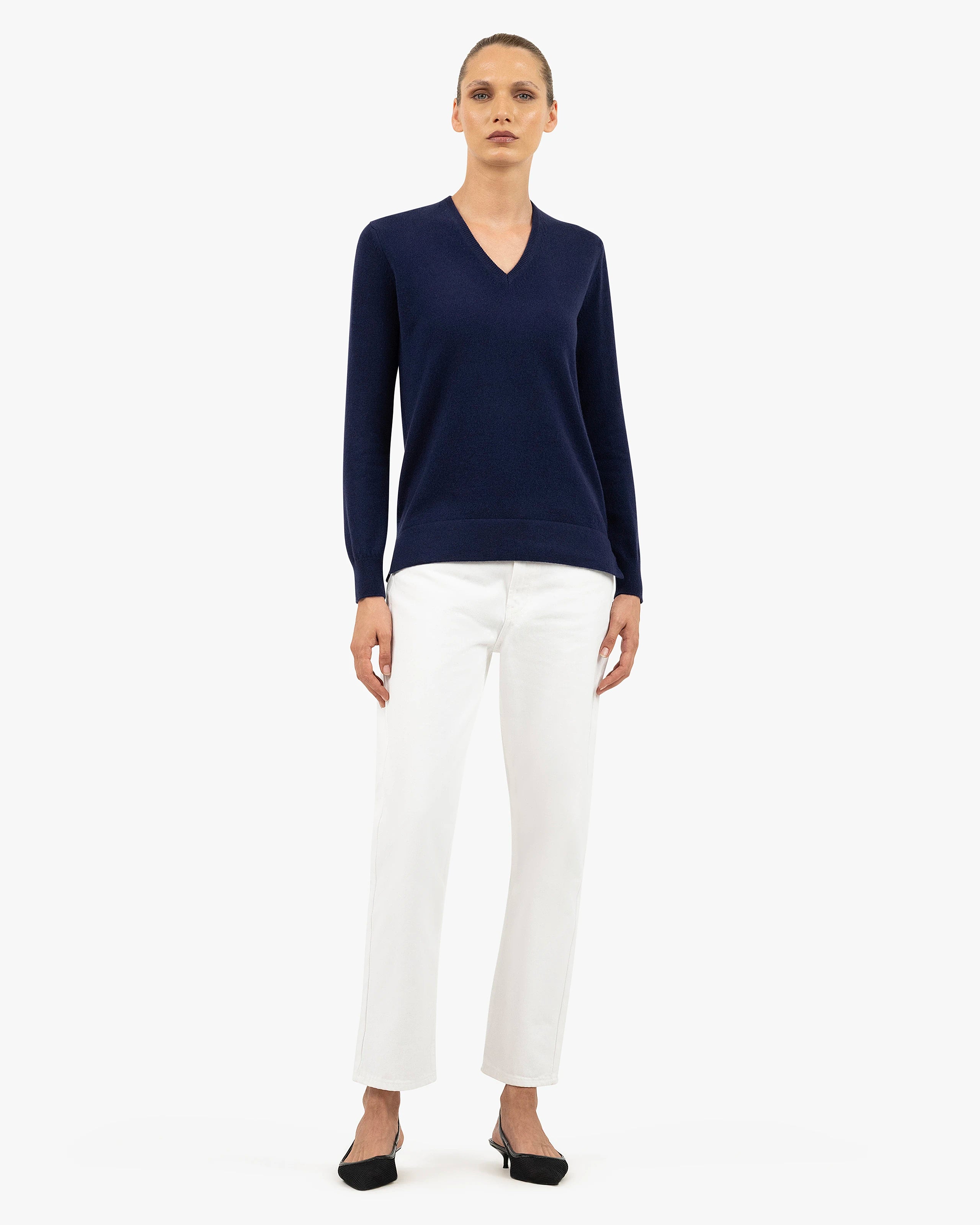 Women's Florenz V-Neck Sweater - Blue Cashmere