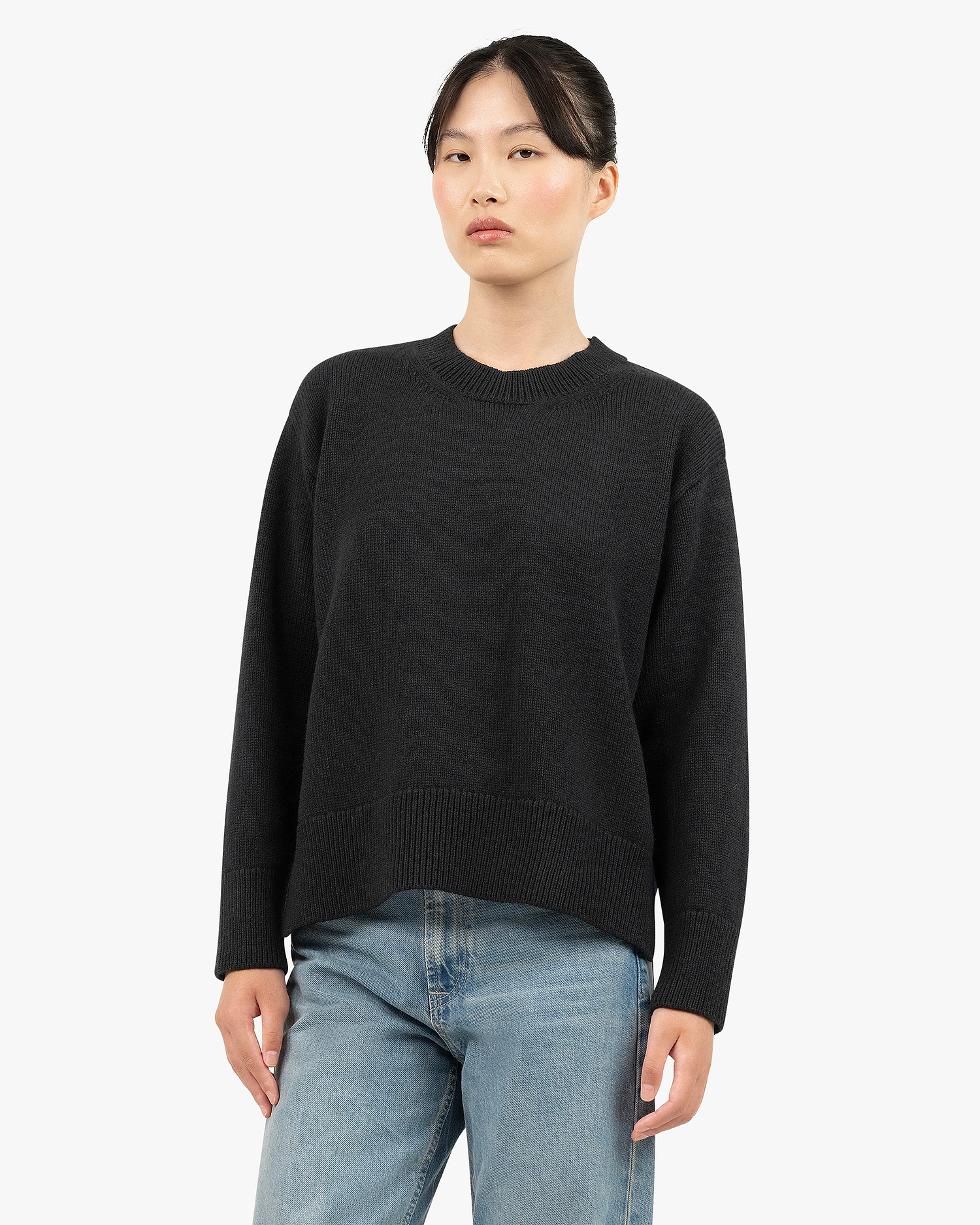 Women's Funes Crew Neck Sweater - Black Merino