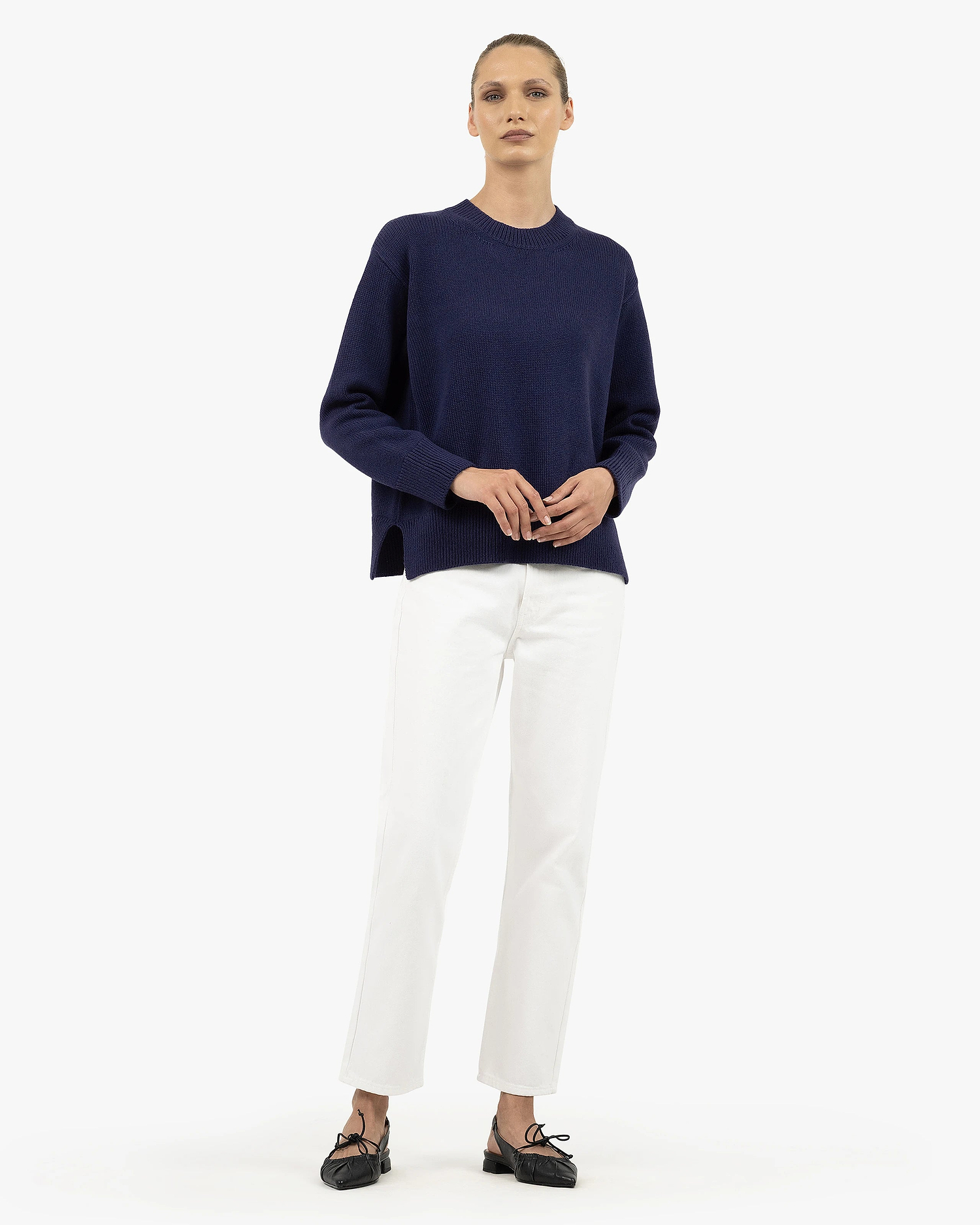 Women's Funes Crew Neck Sweater - Blue Merino