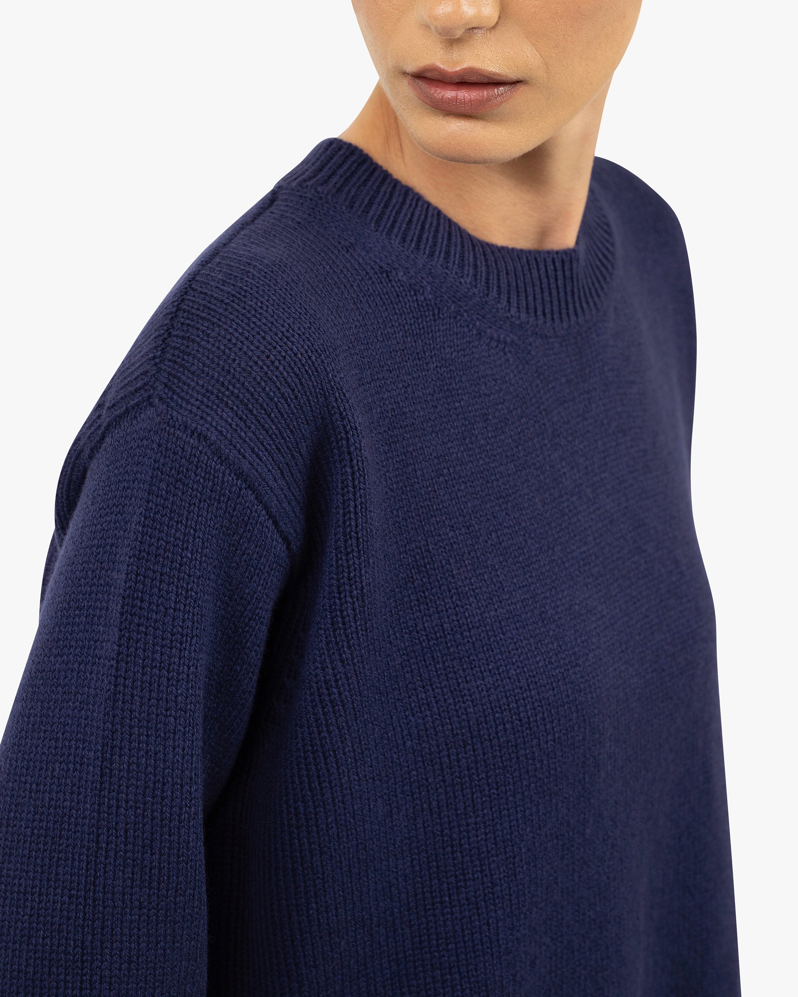 Women's Funes Crew Neck Sweater - Blue Merino