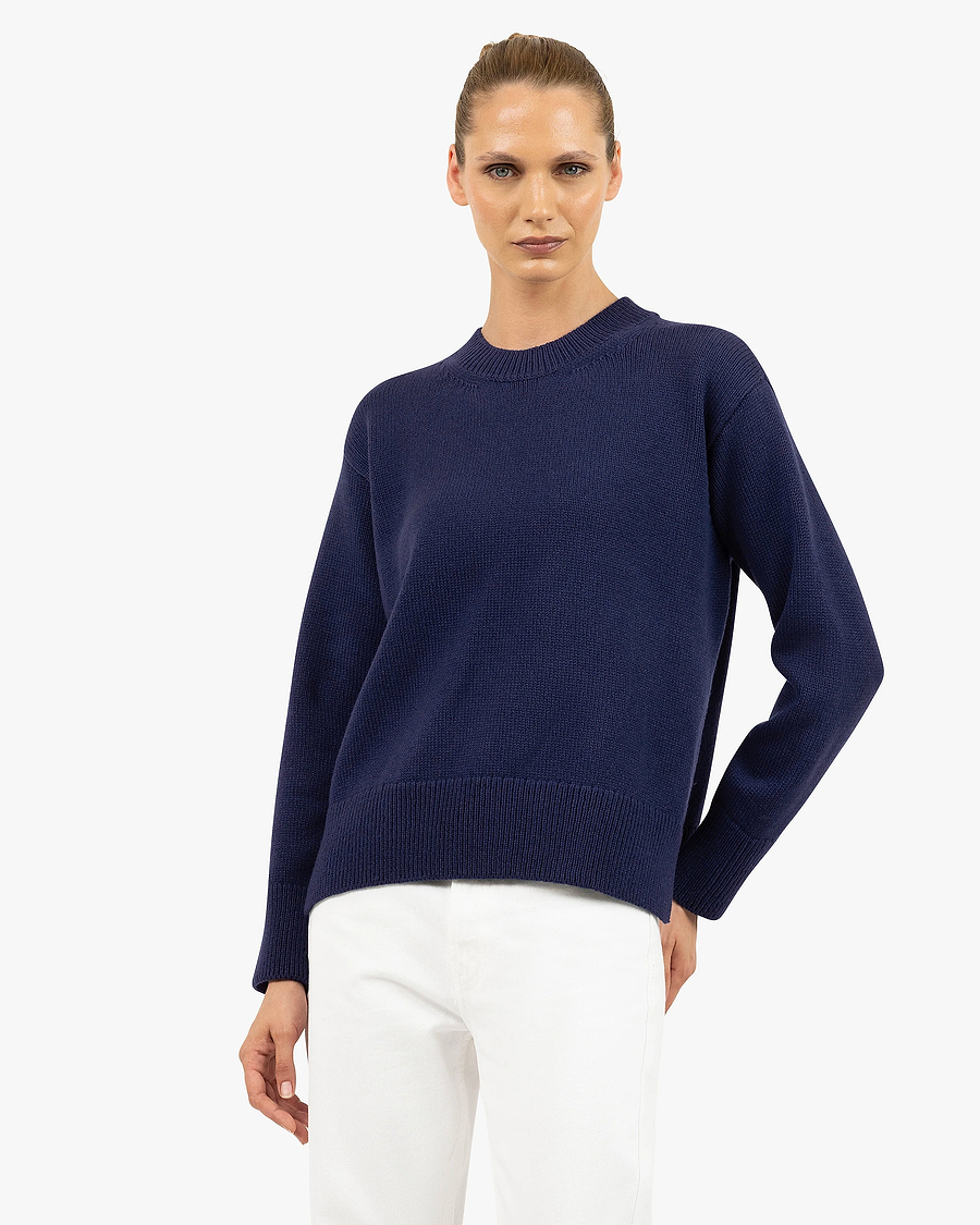 Women's Funes Crew Neck Sweater - Blue Merino