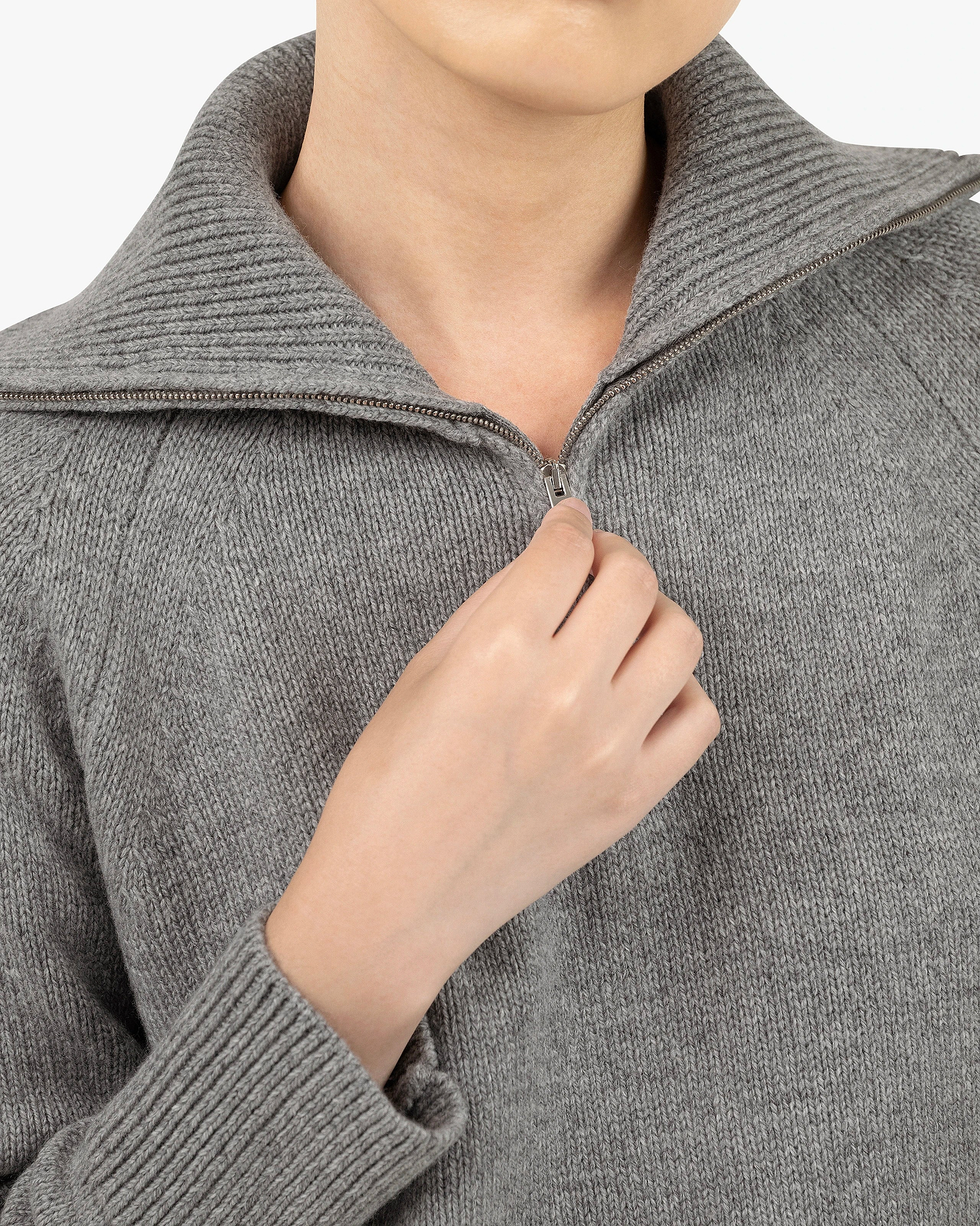 Women's Funes Zip Sweater - Grey Merino