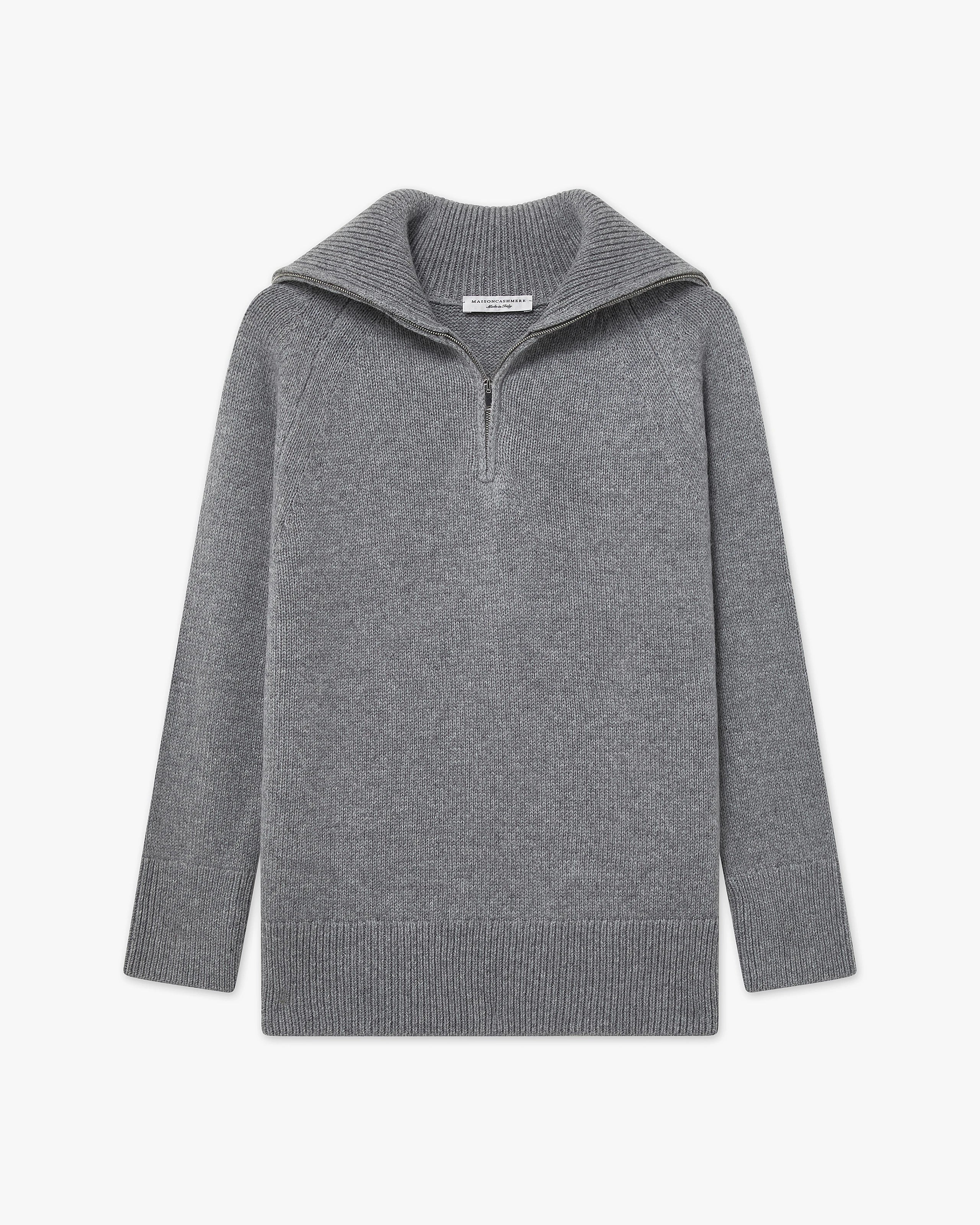 Women's Funes Zip Sweater - Grey Merino
