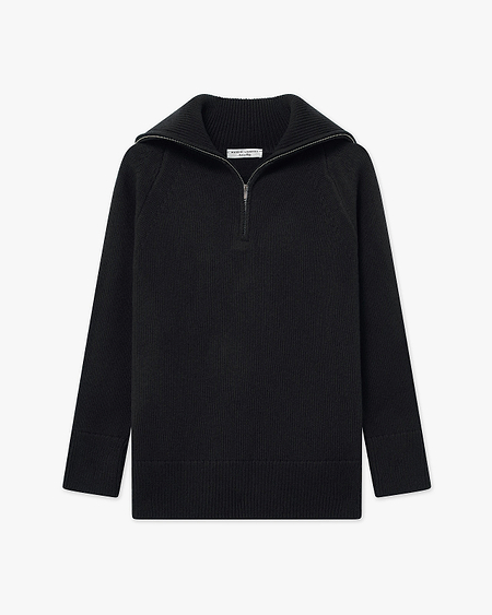 Women's Funes Zip Sweater - Black Merino