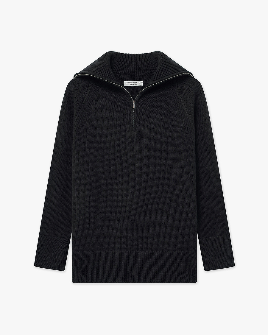 Women's Funes Zip Sweater - Black Merino