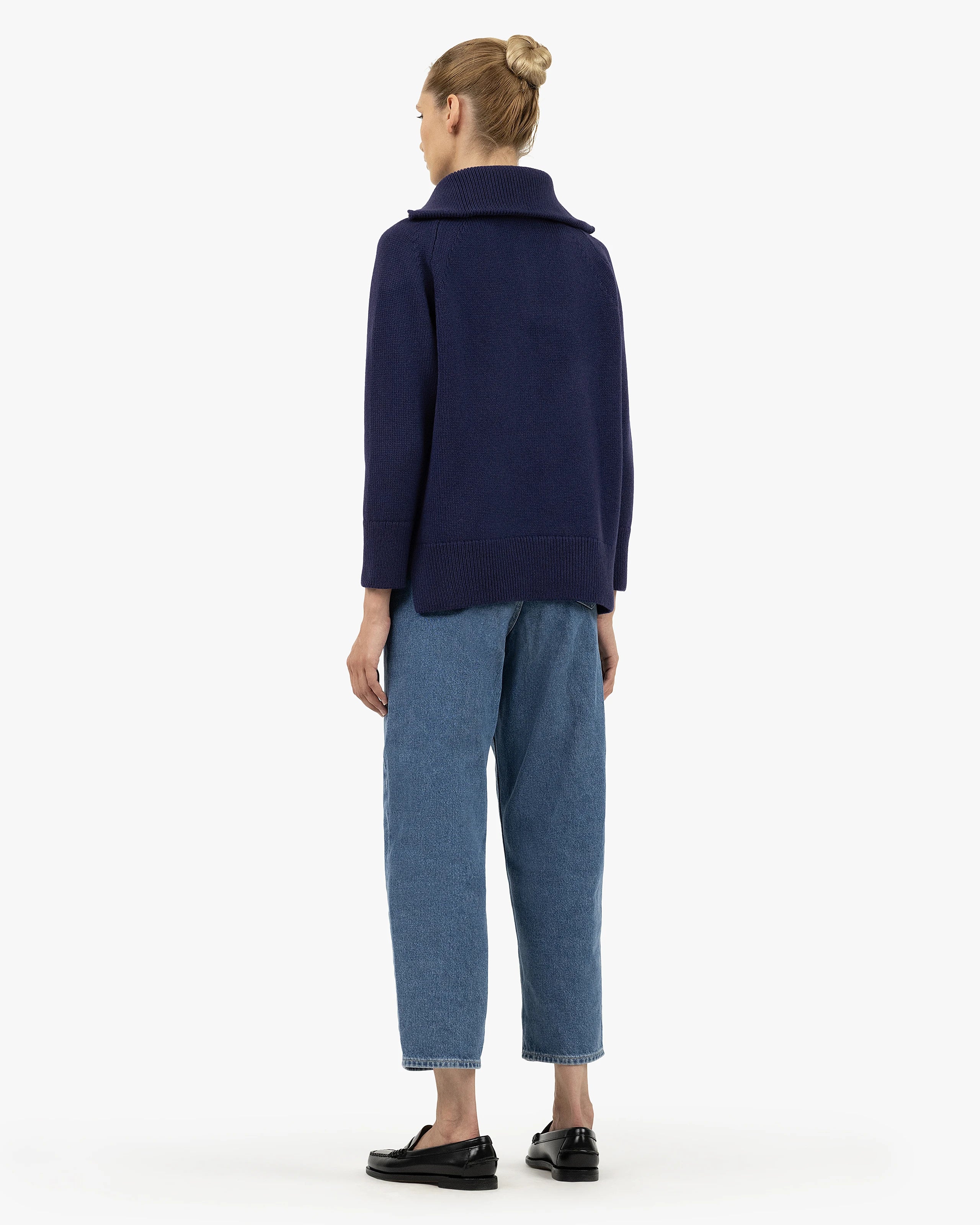 Women's Funes Zip Sweater - Blue Merino