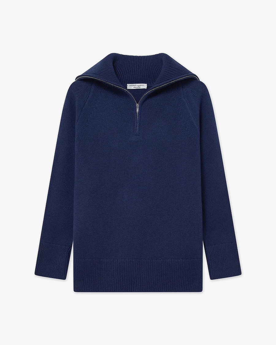 Women's Funes Zip Sweater - Blue Merino