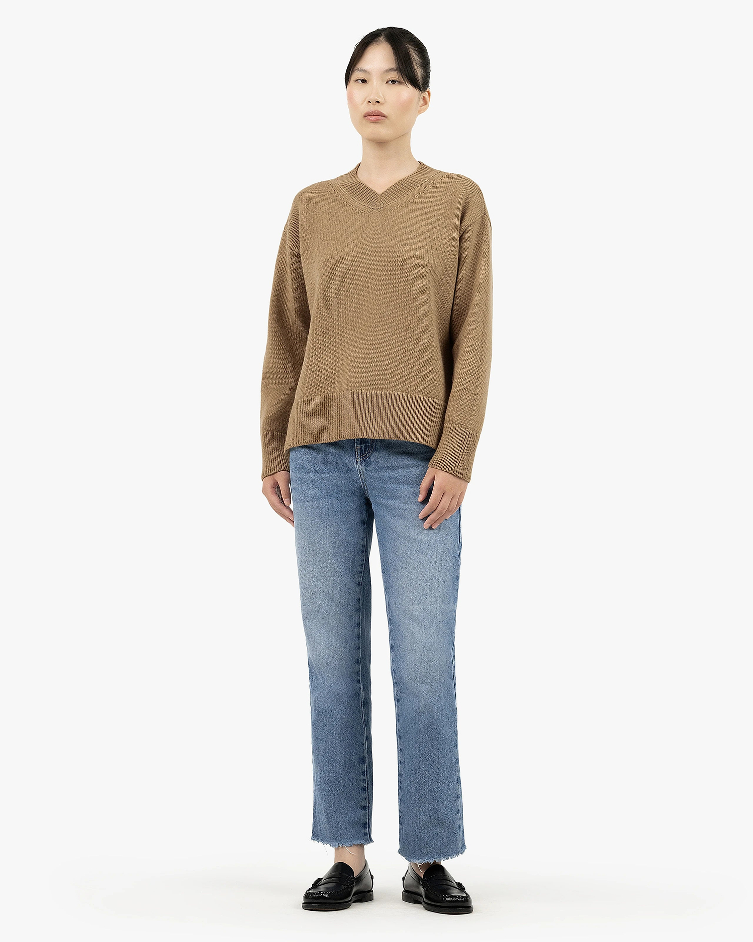 Women's Funes V-Neck Sweater - Hazelnut Merino
