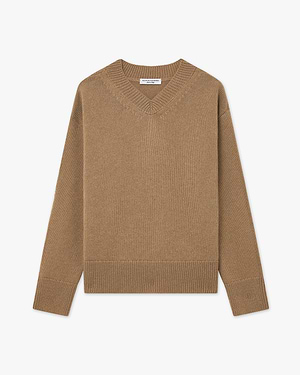 Maglione Scollo V Funes Donna - Nocciola