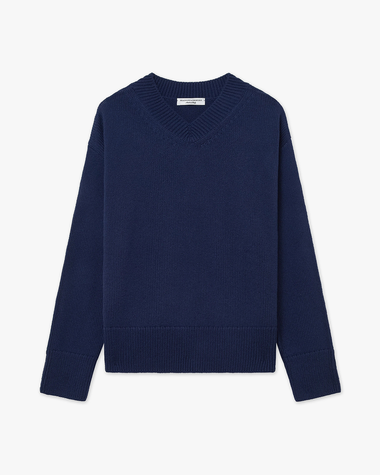 Women's Funes Merino V-Neck Sweater - Blue | MaisonCashmere