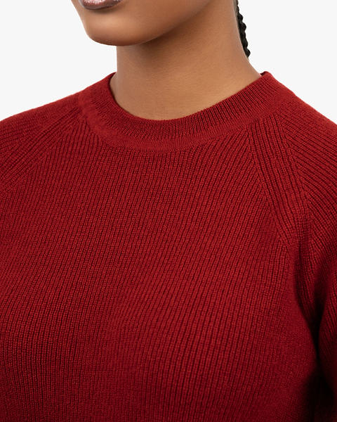 Women's Garisenda Crew Neck Sweater - Red Merino / Cashmere