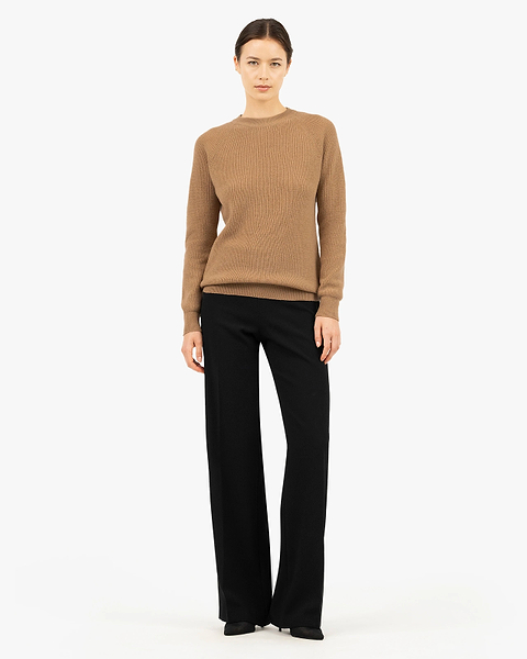 Women's Garisenda Crew Neck Sweater - Camel Merino / Cashmere