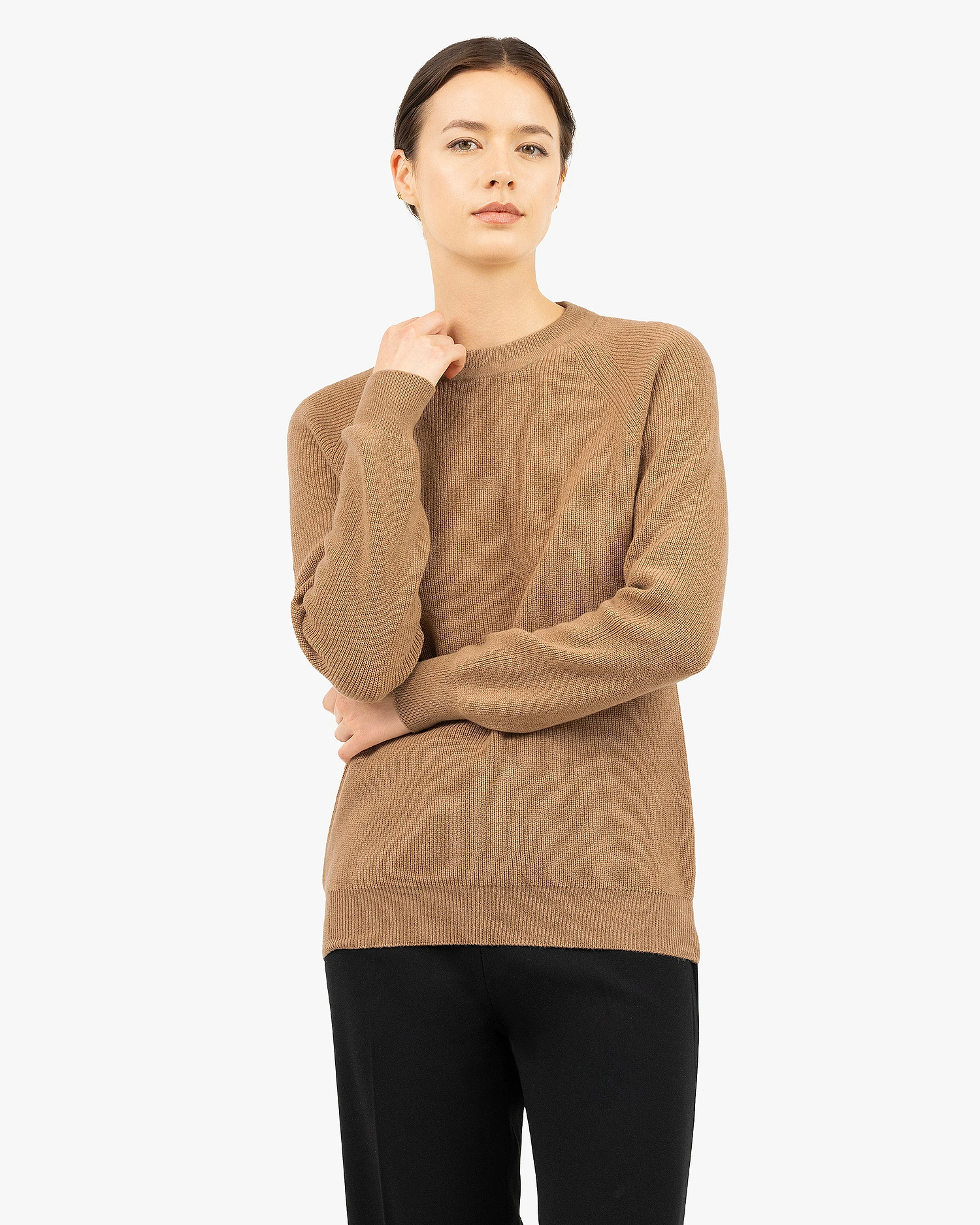 Women's Garisenda Crew Neck Sweater - Camel Merino / Cashmere