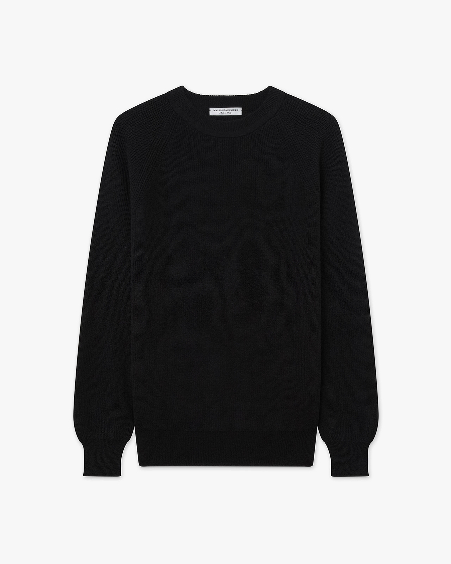 Women's Garisenda Crew Neck Sweater - Black Merino / Cashmere