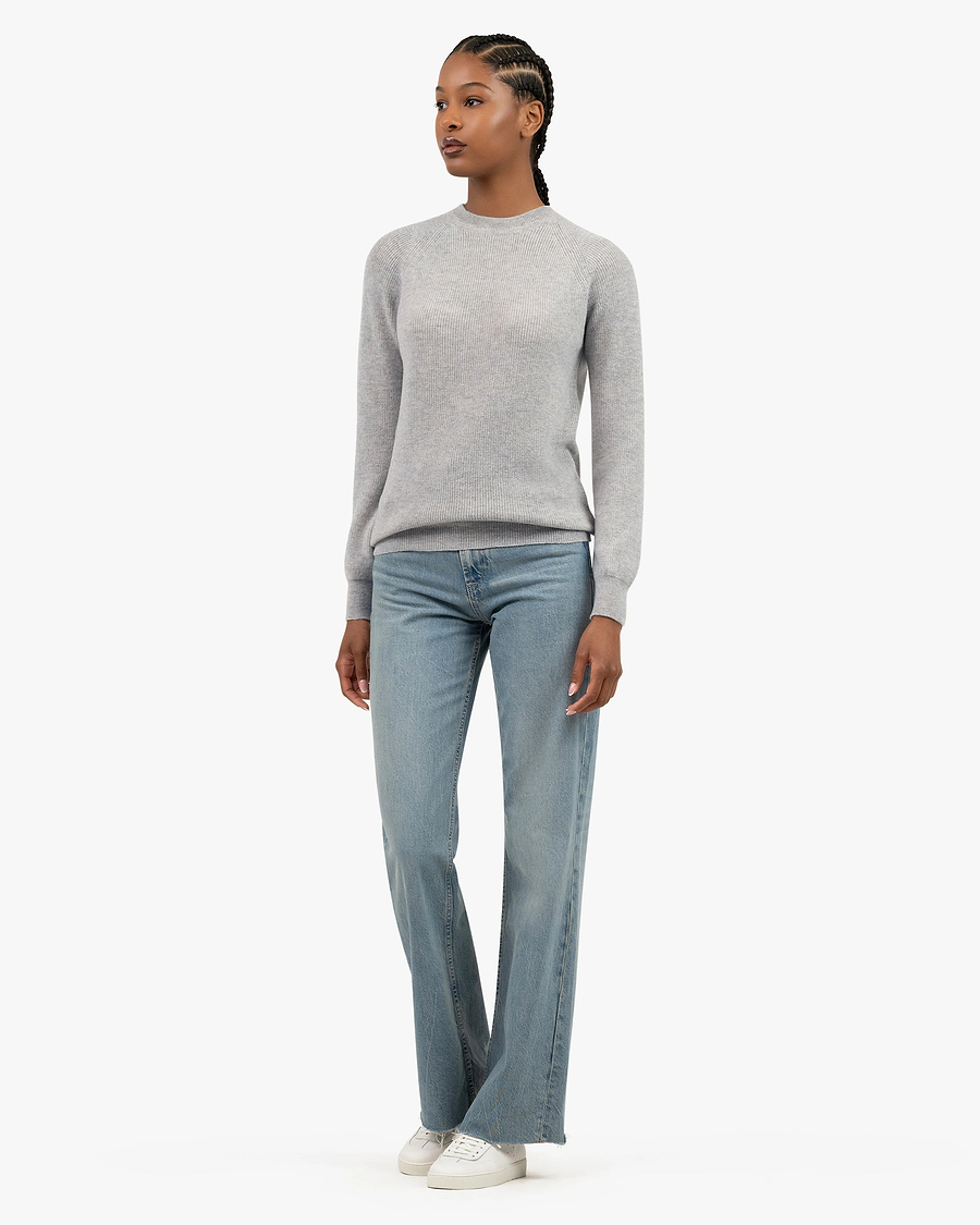 Women's Garisenda Crew Neck Sweater - Light Grey Merino / Cashmere