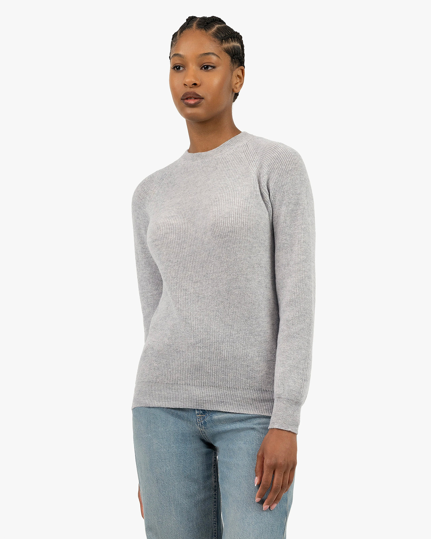 Women's Garisenda Crew Neck Sweater - Light Grey Merino / Cashmere