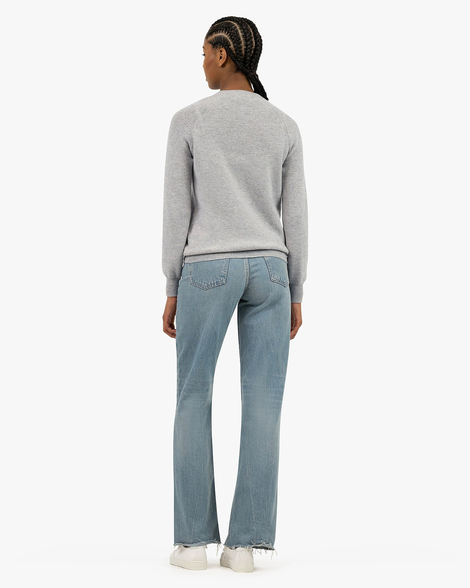 Women's Garisenda Crew Neck Sweater - Light Grey Merino / Cashmere