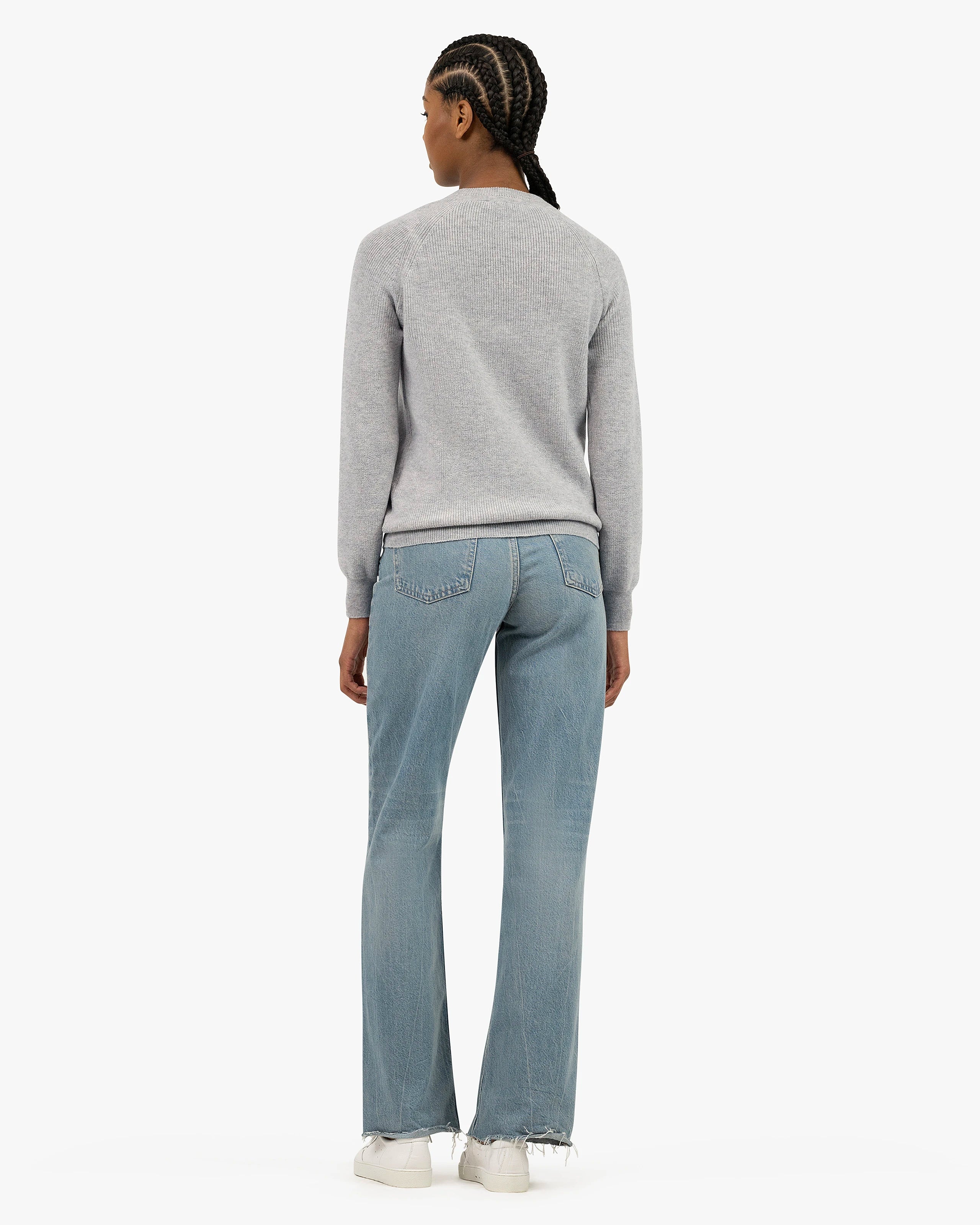 Women's Garisenda Crew Neck Sweater - Light Grey Merino / Cashmere