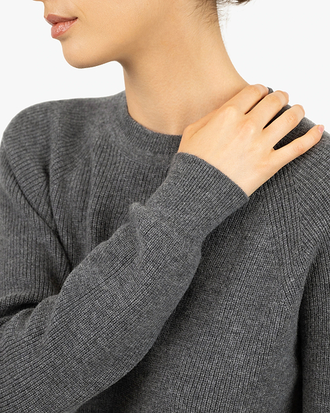 Women's Garisenda Crew Neck Sweater - Medium Grey Merino / Cashmere