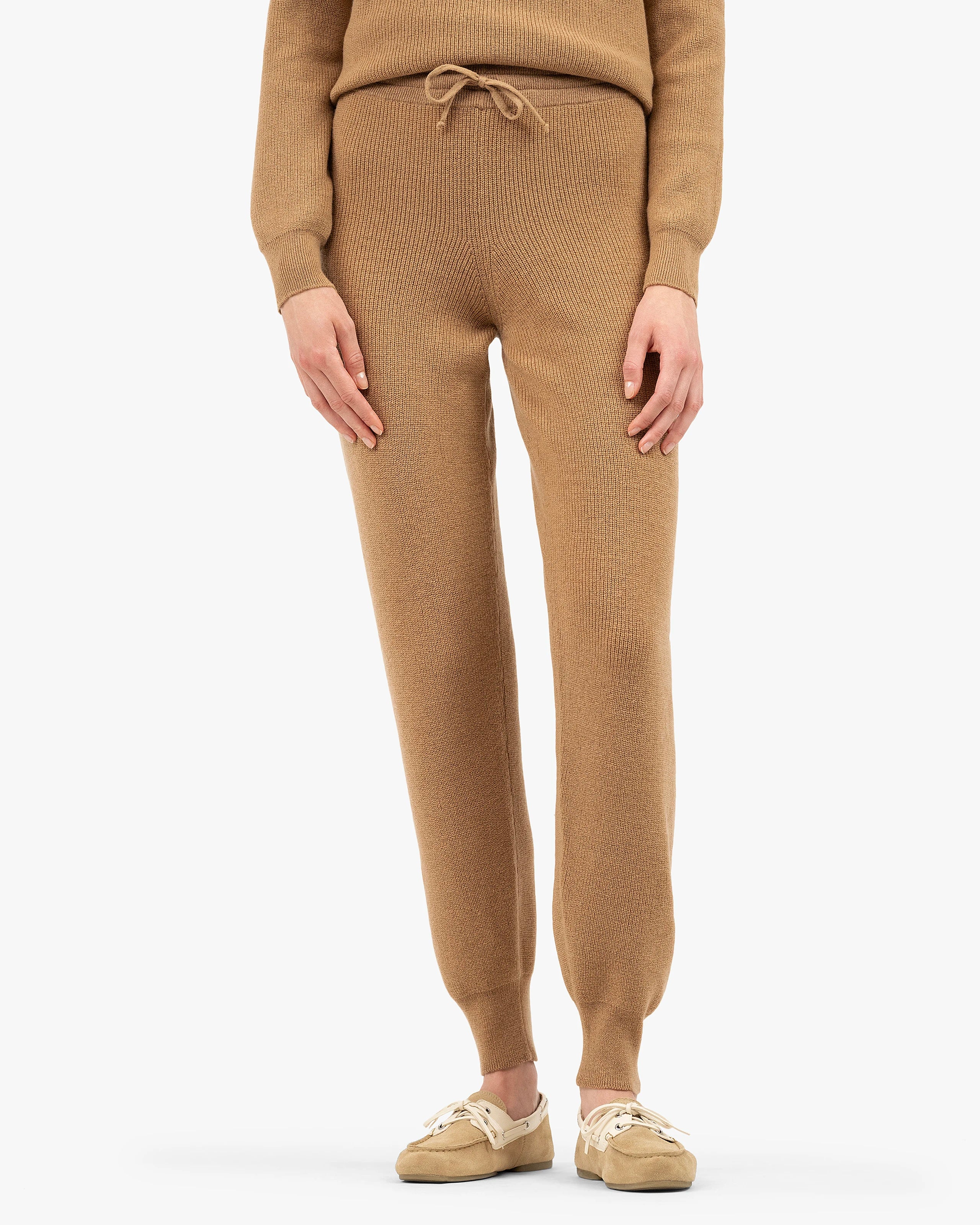 Women's Garisenda Joggers - Camel Merino / Cashmere