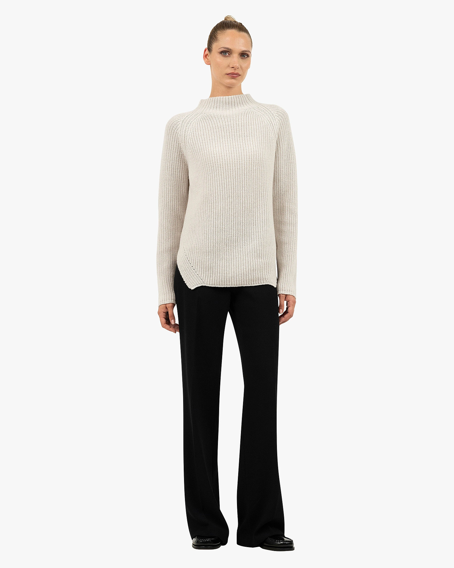 Garisenda Mock Neck Sweater - White Merino / Cashmere