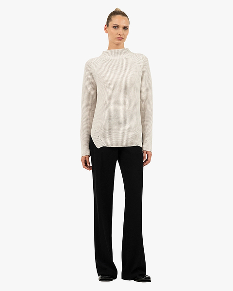 Garisenda Mock Neck Sweater - White Merino / Cashmere