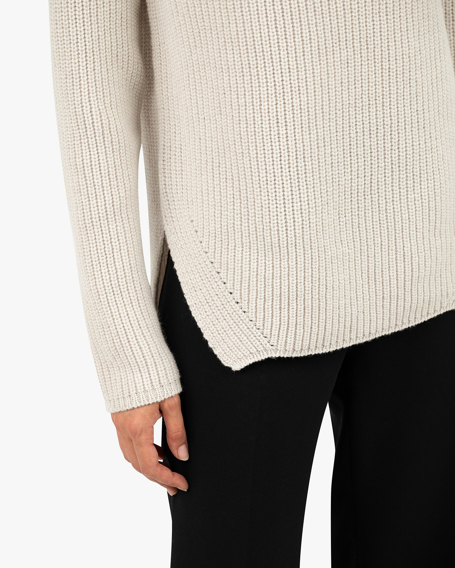 Garisenda Mock Neck Sweater - White Merino / Cashmere
