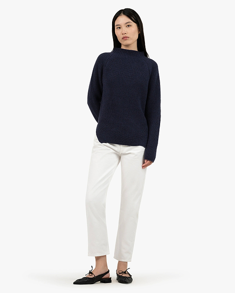 Garisenda Mock Neck Sweater - Blue Merino / Cashmere