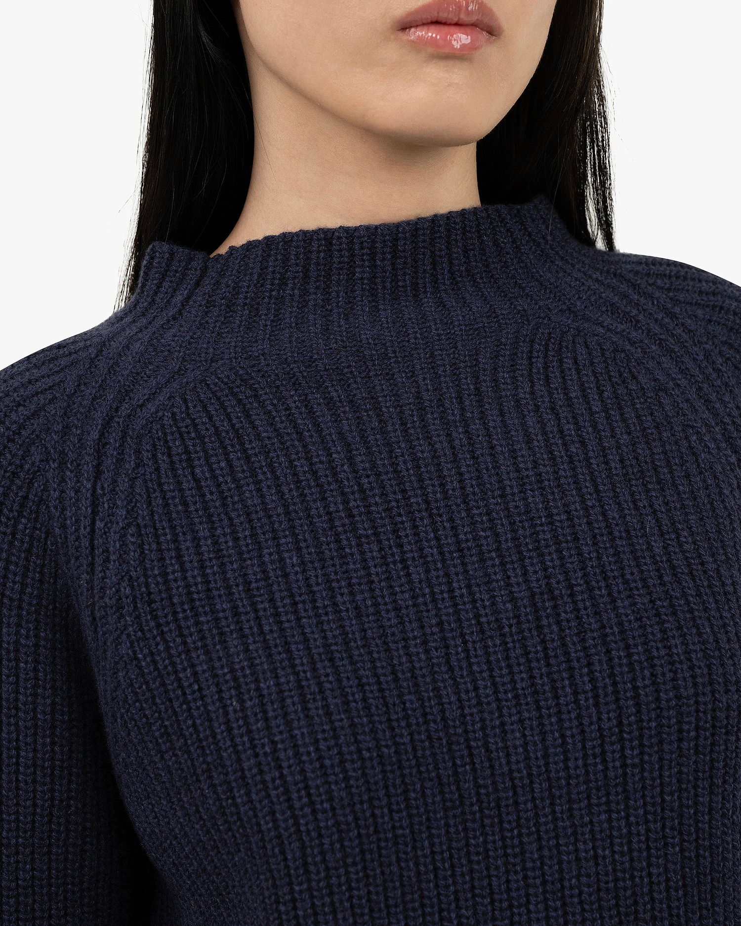 Garisenda Mock Neck Sweater - Blue Merino / Cashmere
