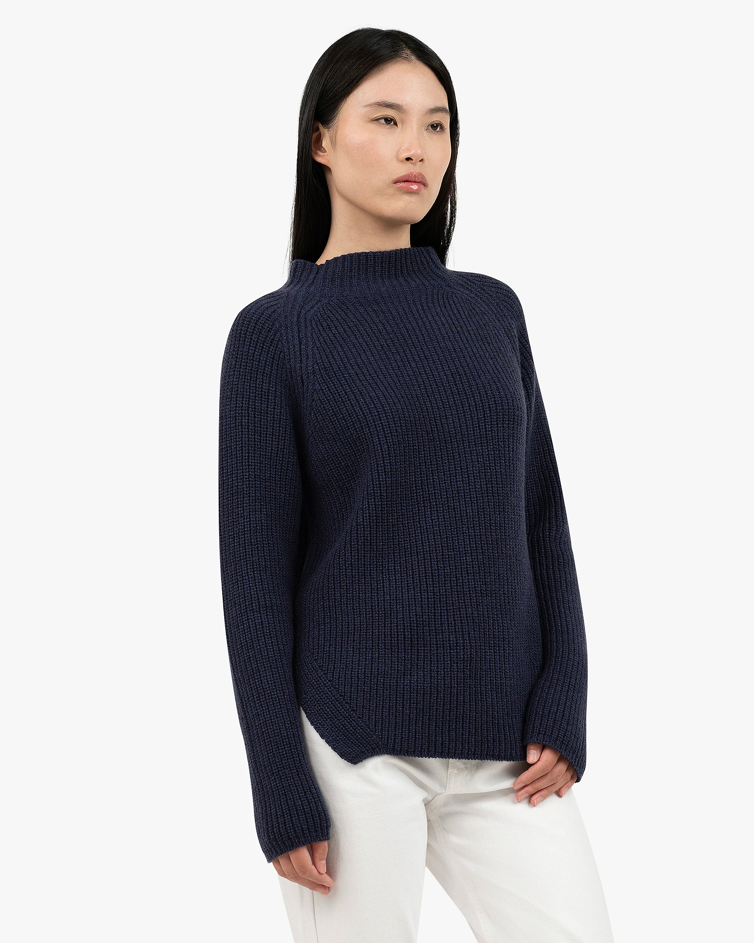 Garisenda Mock Neck Sweater - Blue Merino / Cashmere