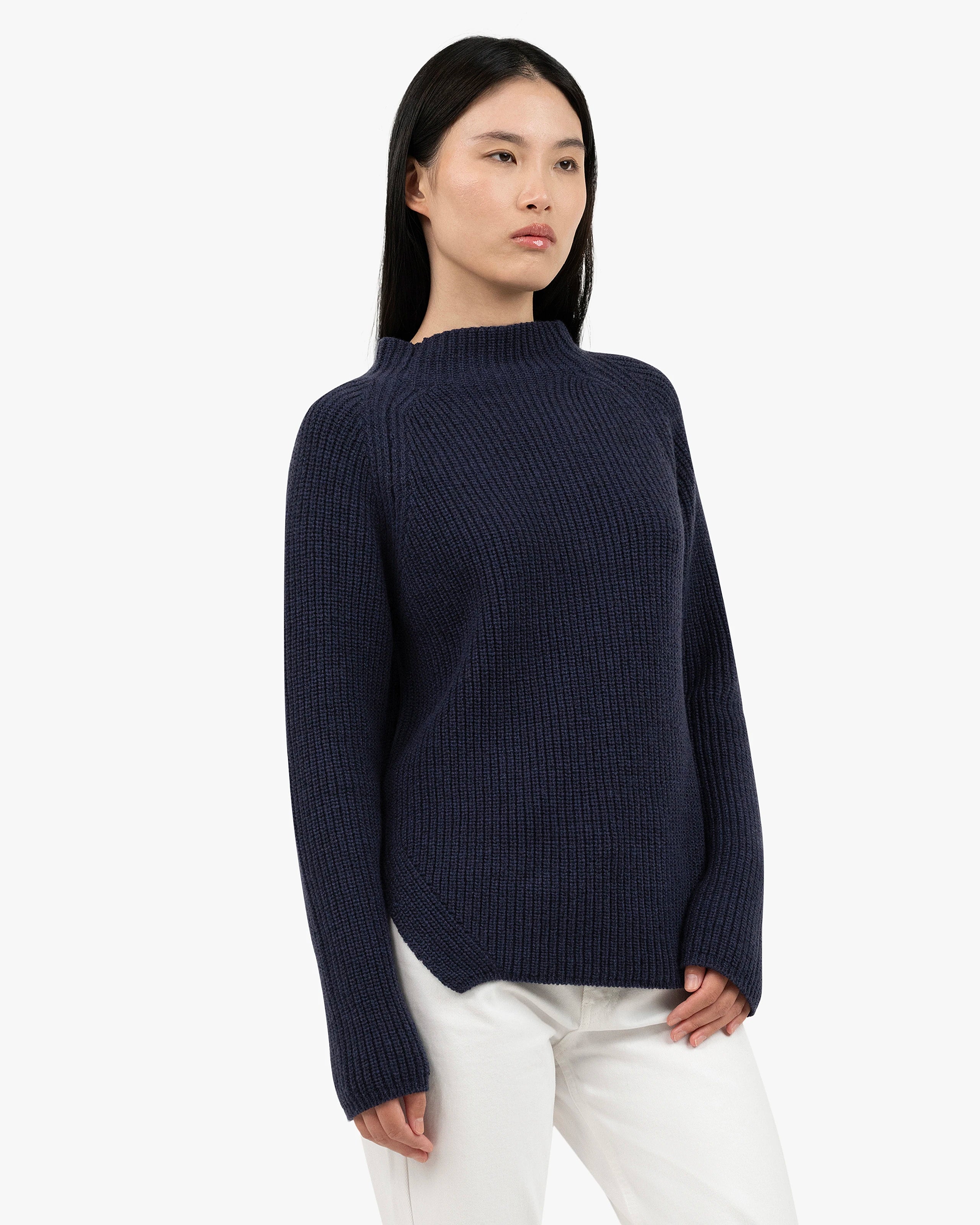 Garisenda Mock Neck Sweater - Blue Merino / Cashmere