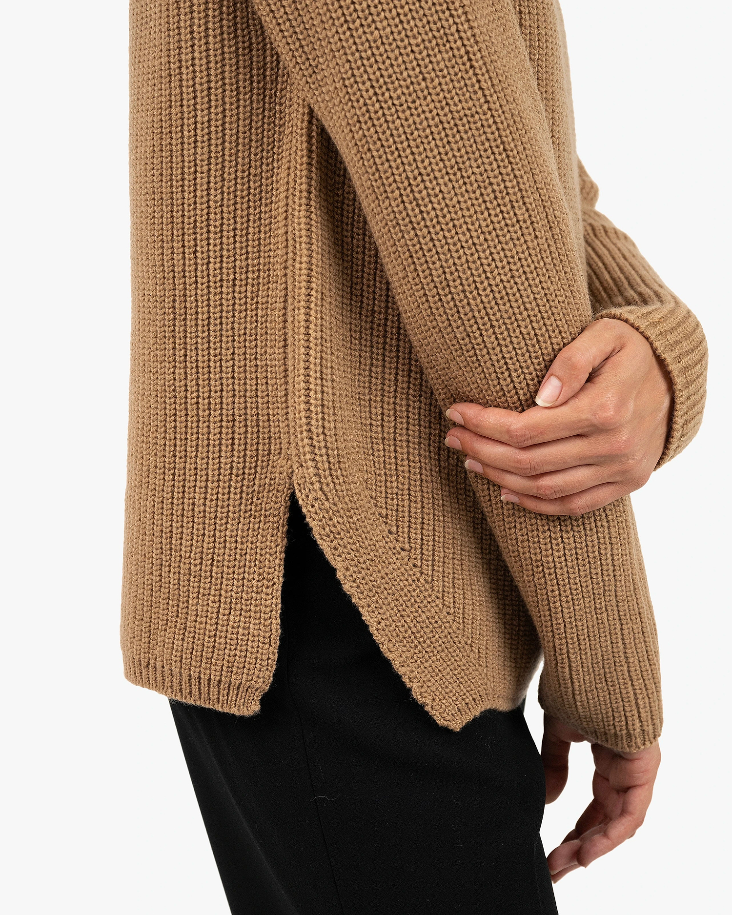 Garisenda Mock Neck Sweater - Camel Merino / Cashmere