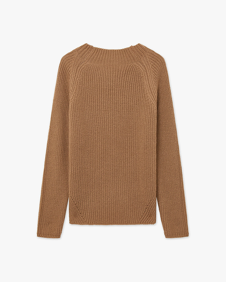 Garisenda Mock Neck Sweater - Camel Merino / Cashmere