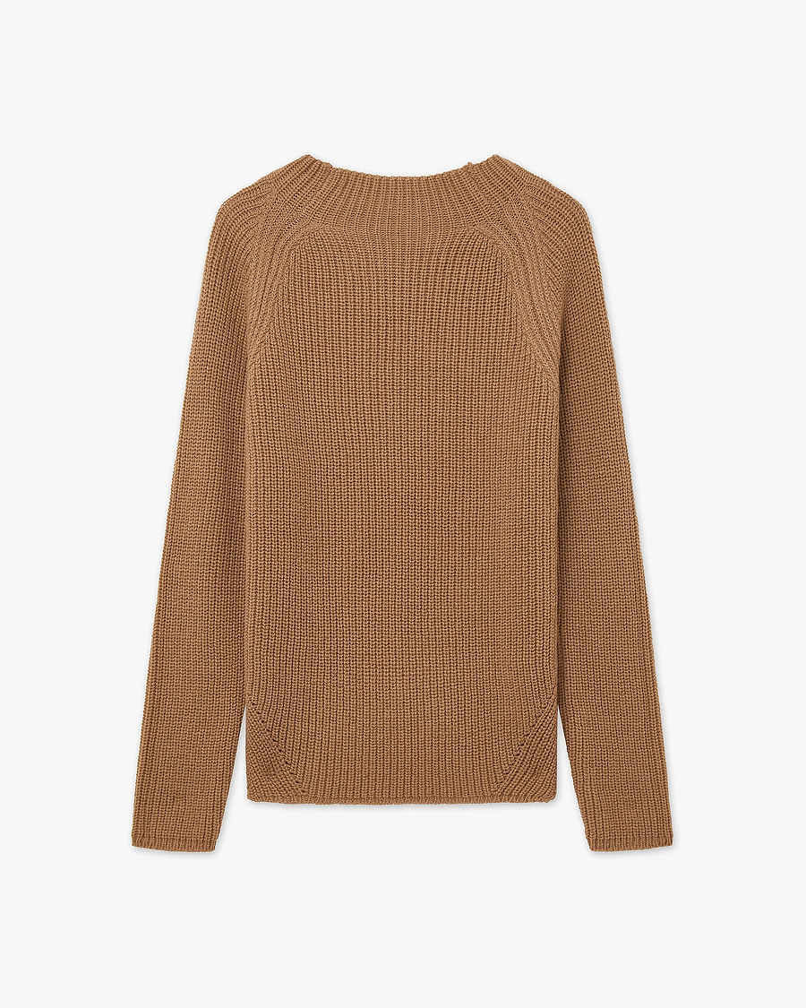 Garisenda Mock Neck Sweater - Camel Merino / Cashmere