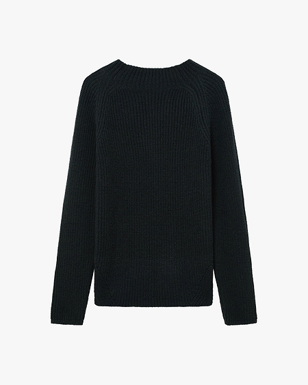 Garisenda Mock Neck Sweater - Black Merino / Cashmere